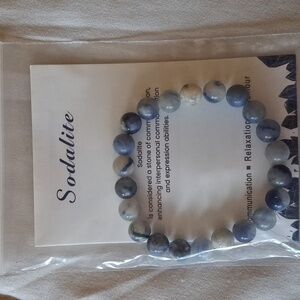 Sodalite Stone Beaded Bracelet - Blue and White